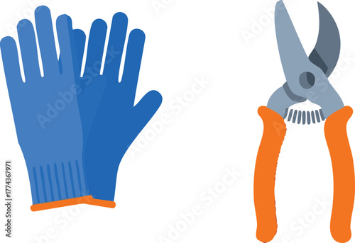 Gardening tools lying on white surface ready for trimming plants in backyard during spring, showcasing gardening hobby and outdoor lifestyle.