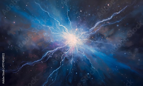 Vibrant cosmic nebula exploding with light and energy