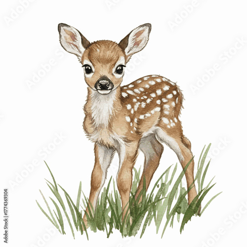 Baby Deer Painting fawn isolated watercolor vector illustration svg