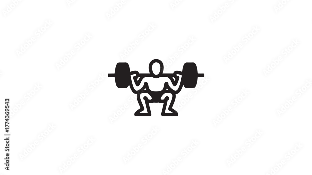 Obraz premium Squat exercise icon simple black glyph illustration isolated on white background for fitness apps and websites