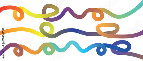 Swirls and Curve gradient shape abstract color 3D graphic elements