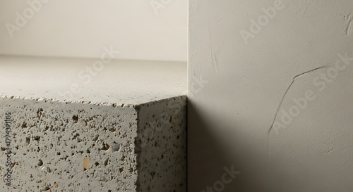 Abstract Concrete Corner with Natural Light and Shadow Play Design