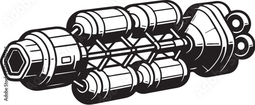 Modular Interstellar Cargo Ship Vector Illustration.eps