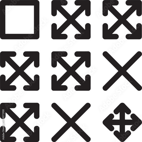 Arrow Icons For Expand Shrink Close And Resize Actions illustration vector