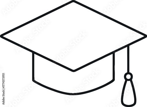 Simple graduation cap outline design for educational announcements and banners