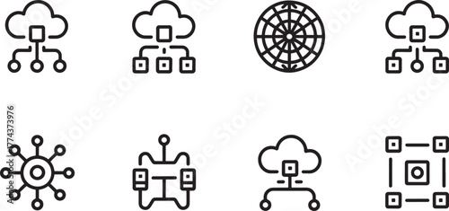 Cloud Computing Network Icons Data Storage Connection Server Technology vector illustration