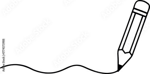 Continuous line drawing of a pencil in vector format