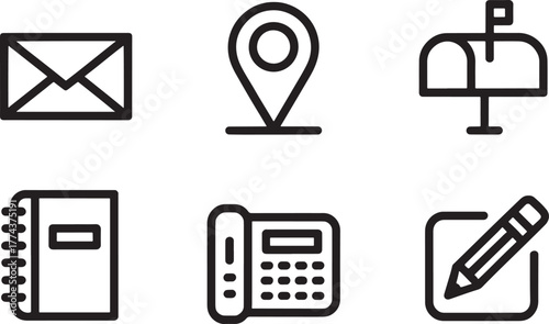 Communication And Contact Icons Set With Mail Keywords: communication, contact, icon, set, mail