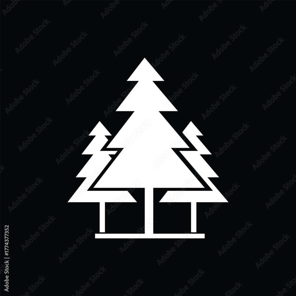 Fototapeta premium Christmas trees isolated on black background. 