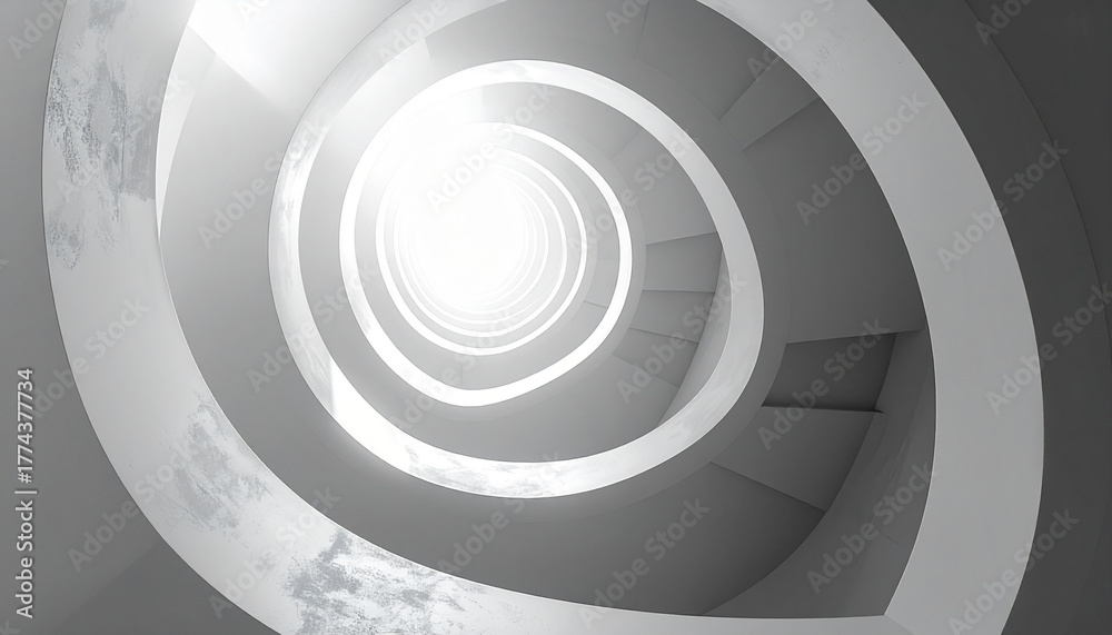 Fototapeta premium Abstract spiral staircase leading to bright light