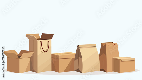 Assortment of Packaging Boxes and Bags