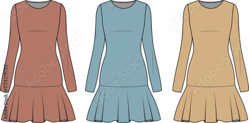 Dress Designs Colorful Fashionable Long Sleeve Clothing Line