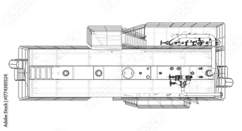 Industrial Tank Blueprint. Vector
