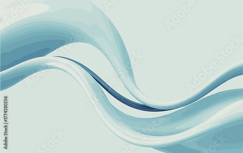 Abstract flowing waves of blue and teal with subtle gradients vector illustration