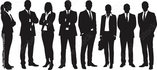 orporate business team silhouettes, diverse professionals in suits, teamwork concept, leadership,