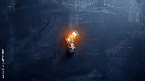 Glowing light bulb on a dark background symbolizing a new idea
