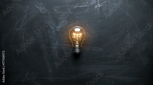 Light bulb glowing on a dark background representing a creative idea