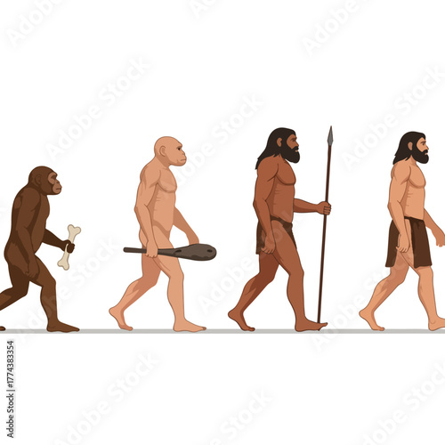 Human evolution timeline, ancient man progression from ape to modern human, prehistoric development