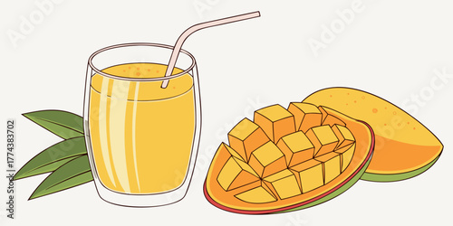 Fresh Mango Smoothie in Clear Glass – Realistic Fruit Drink"