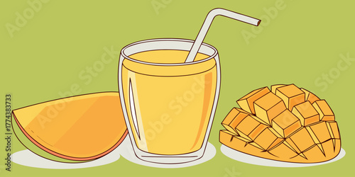 Fresh Mango Smoothie in Clear Glass – Realistic Fruit Drink"