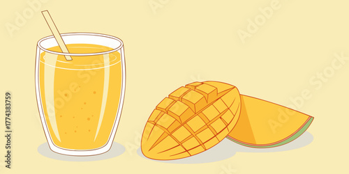 Fresh Mango Smoothie in Clear Glass – Realistic Fruit Drink"