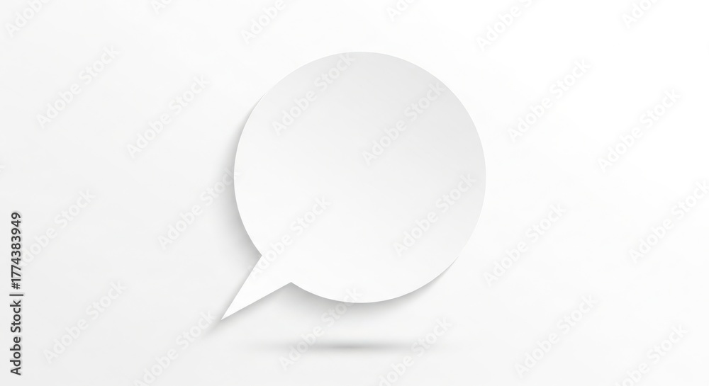 Fototapeta premium Simple white speech bubble icon isolated on clean background communication message talking illustration