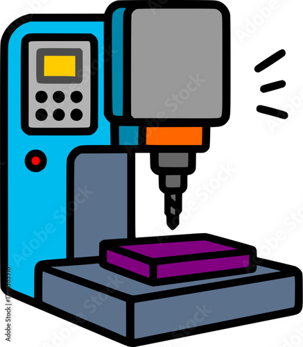 CNC milling machine illustration. Industry, automation, and manufacturing technology.
