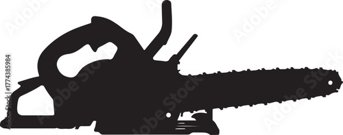 black silhouette of power saw on white background, vector