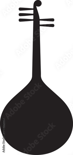 black silhouette of rebab on white background, vector.