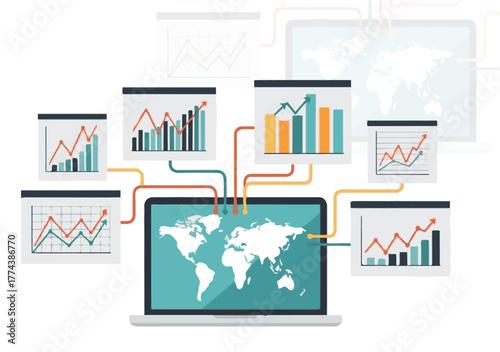Global Business Data Analytics and Financial Reporting Concept.