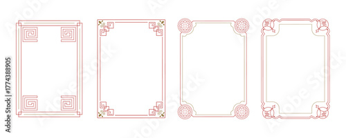 Chinese new year frame with outline classic style.vector illustration for card,postcard,invitations and social media template