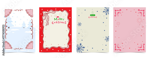 Cute kid pastel frame design with bow,snowflake.vector illustration for Christmas party invitation card,postcard,print,scrapbook