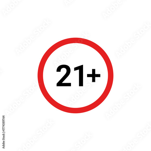 Free Download Twenty-one plus age restriction icon, legal limit sign, adult content access symbol, essential warning - GFXLoad