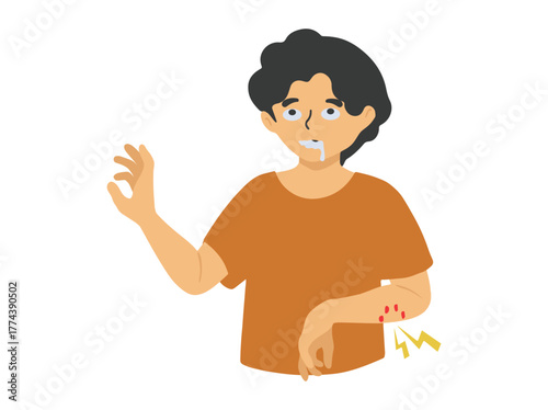 Human Infected Rabies Disease Illustration
