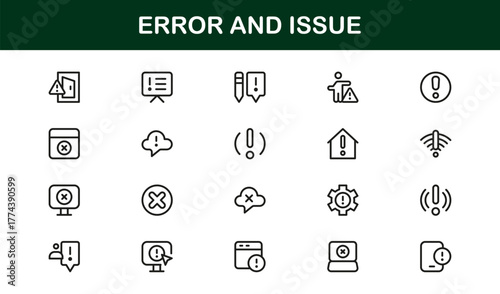 Error and Issue Icon depicting system alerts, software errors, and troubleshooting notifications