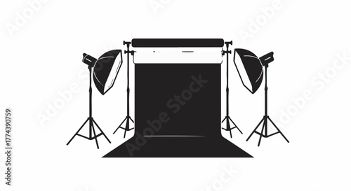 Professional studio setup with backdrop and lighting equipment for creative photography