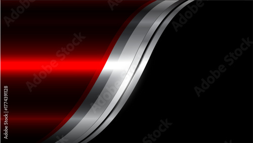 Silver red metal background with wavy pattern, technology or business shiny chrome metallic background.
