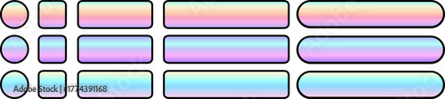 Buttons with rainbow iridescent gradient collection, interesting navigation p...