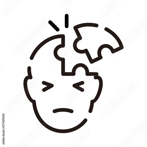 Mental health line icon. Depression illustration.