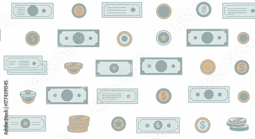 Money and Coins Pattern - Financial Wealth and Investment Concept.