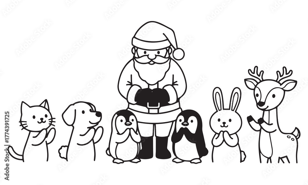 custom made wallpaper toronto digitalSanta with playful animals celebrating christmas claus character