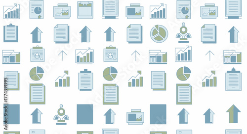 Collection of Business and Finance Icons Representing Growth and Data Analysis.