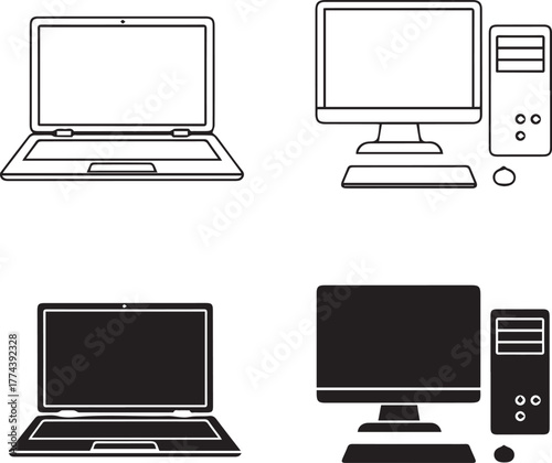 Simple Computer Icons Set.