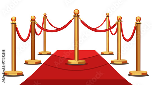 Golden stanchions and red carpet event entrance