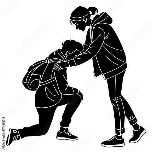 silhouette of a proposing a girl