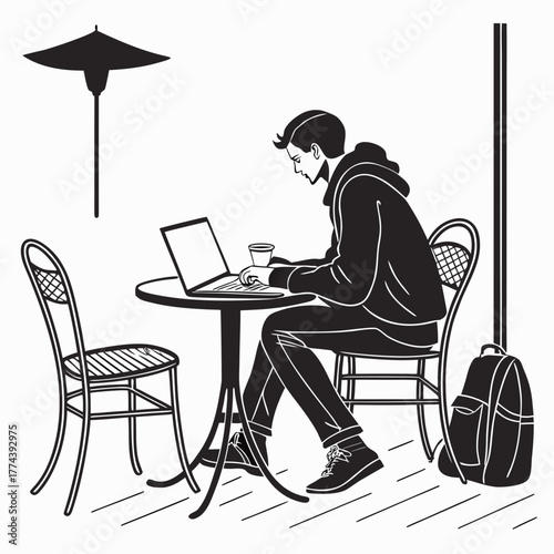 man working in laptop desk