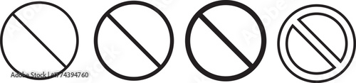 No icon set. Stop sign symbol. Set of red prohibition sign vector icons for signs, Disallowed or no symbol for public. Red warning icon. No entry sign or stop . Red circle sign stop entry ang slash 