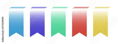 Colorful shiny blank ribbon badges banner icons set. Vector illustration