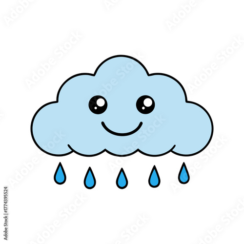 Cute cloud raining on transparent background