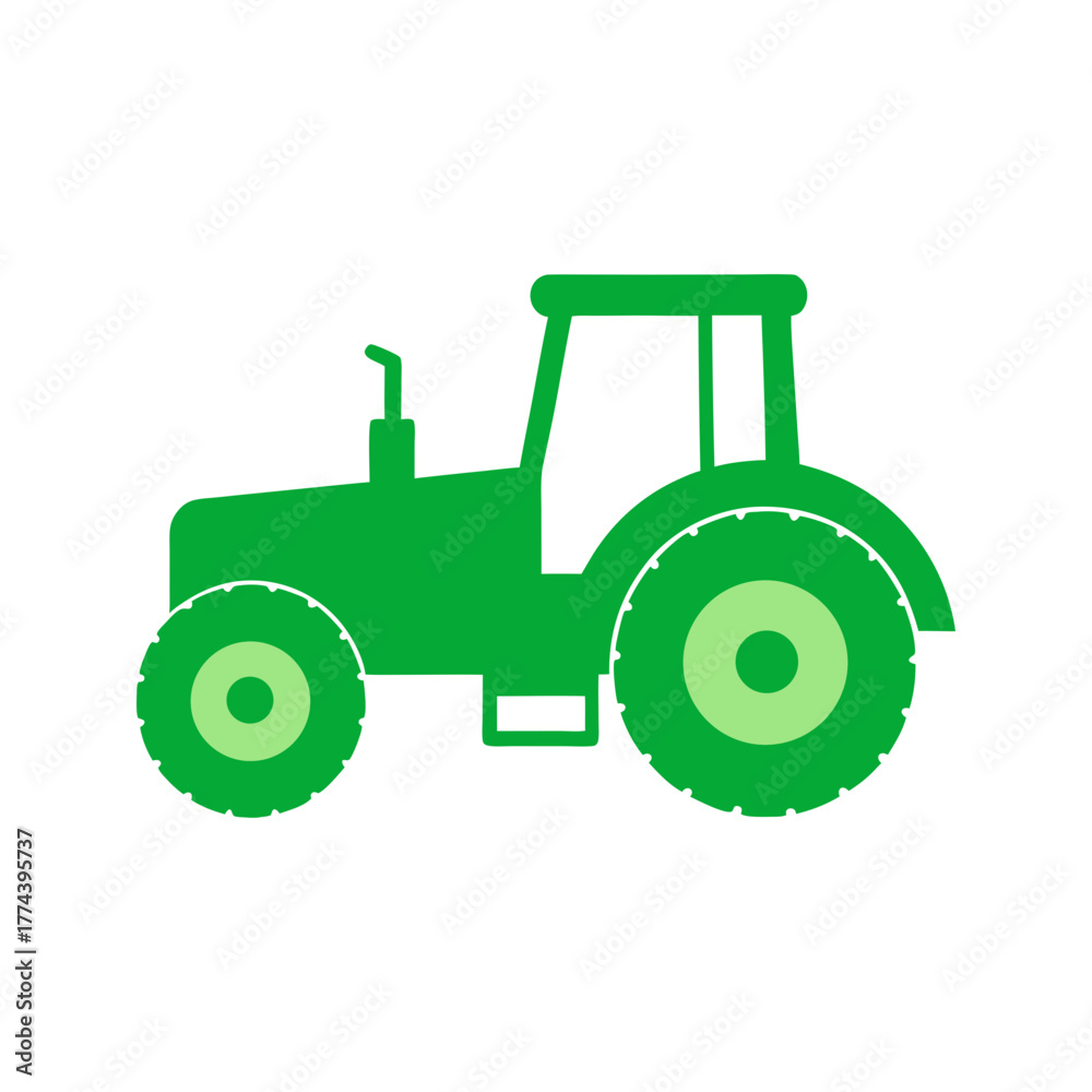 Obraz premium Green farm tractor on transparent background